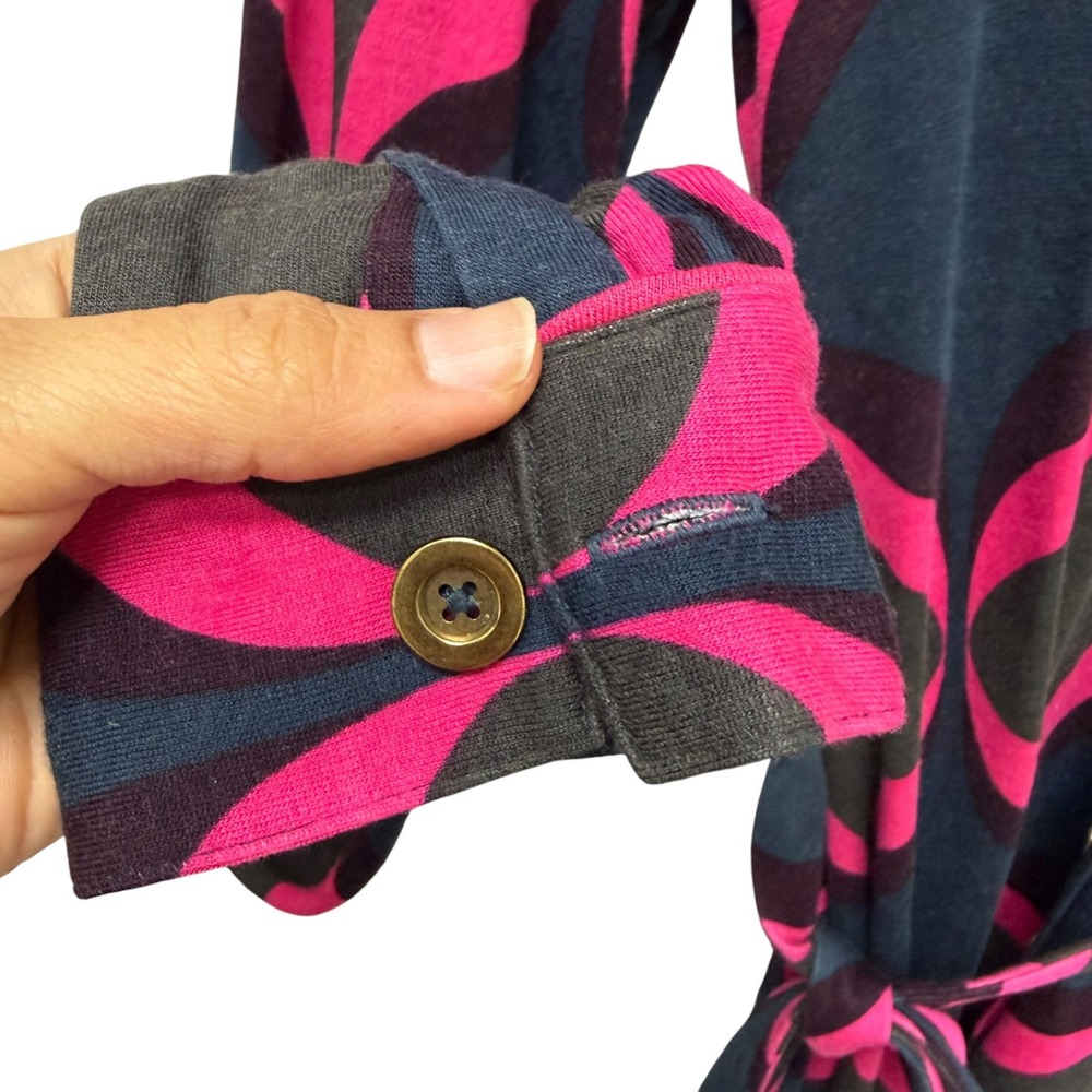 Boden Womens Pink Navy Blue Geometric Ogee Viscose Shirt Dress WH523 US 8L - Picture 5 of 8